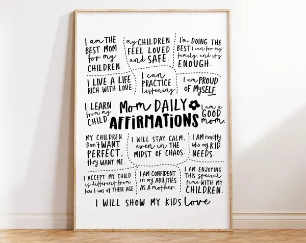 Mom Daily Affirmations Quote Poster, Gift for Mom