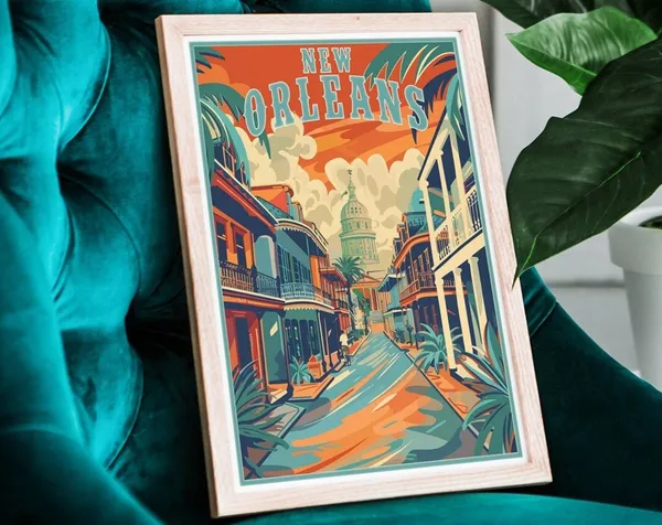 New Orleans Vintage Style Travel Poster Art Print