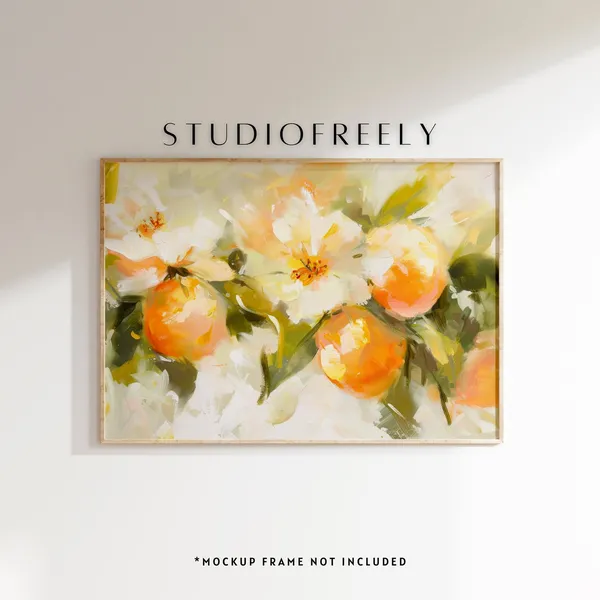 Orange Blossom Oil Painting, Modern Botanical Art Print