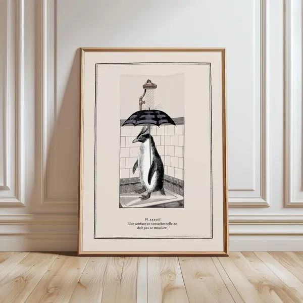 Funny Rockhopper Penguin Bathroom Wall Art Print