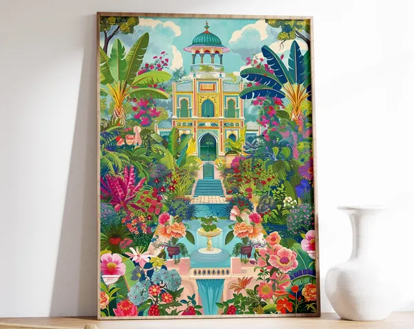 Traditional Indian Pichwai Botanical Art Print