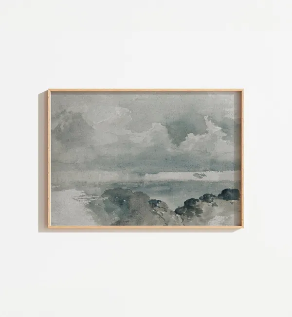 Vintage Coastal Watercolor Landscape Art Print