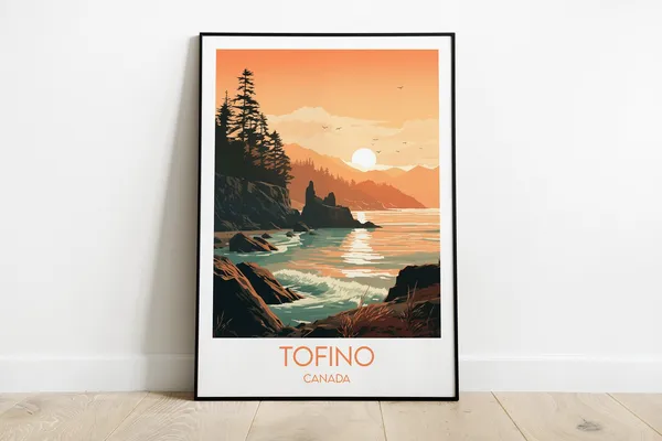 Tofino Travel Poster, Canada Personalised Travel Art