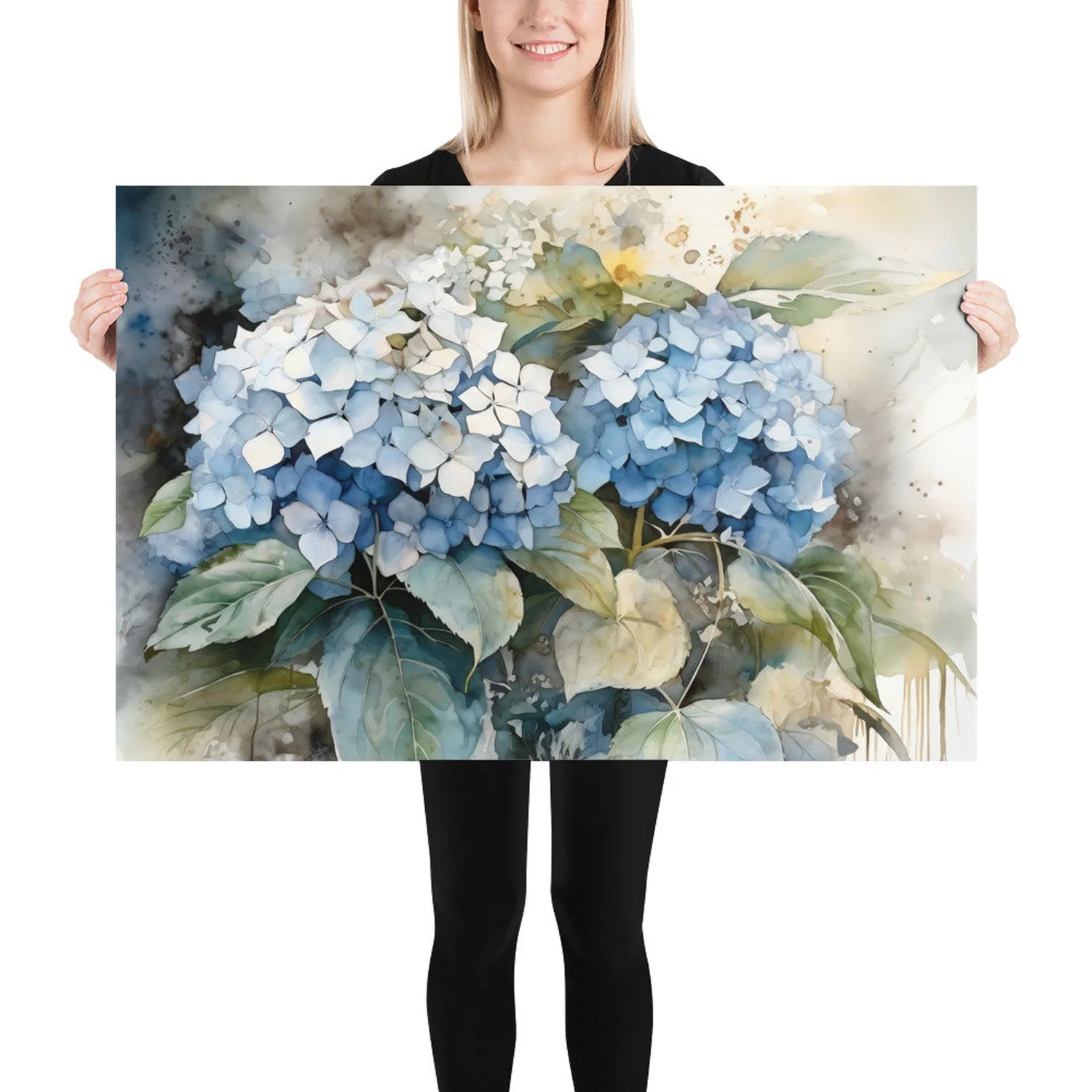 Blue Hydrangea Watercolor Botanical Art Print - Image 3
