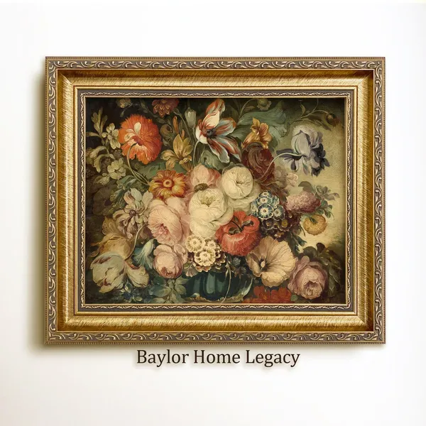 Antique Floral Still Life Oil Painting Art Print