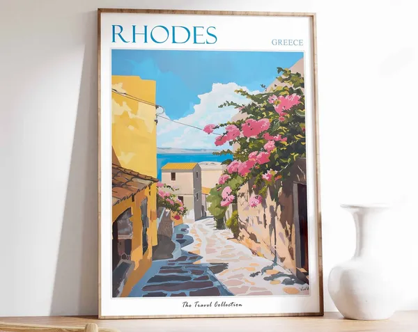 Rhodes Travel Poster, Greek Island Art Print