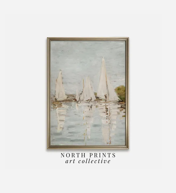 Sailboat Painting Nautical Lake House Art Print