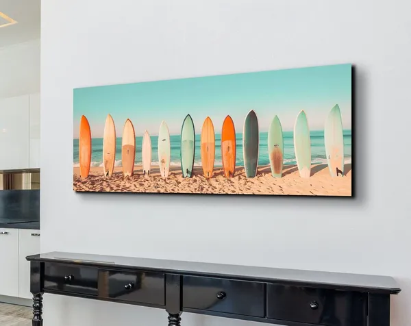 Pastel Surfboard Lineup Retro Style Art Print