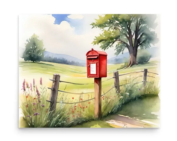 Mailbox on Country Road Watercolor Landscape Art Print