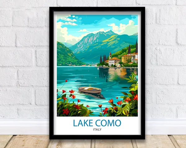 Lake Como Italy Travel Poster, Home Living Decor