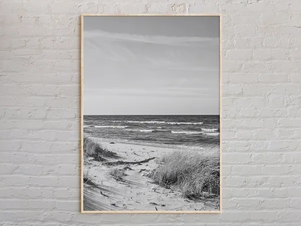 Lake Michigan Black And White Travel Poster