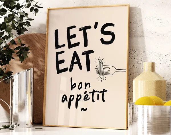 Bon Appetit Print, Modern Kitchen Wall Art
