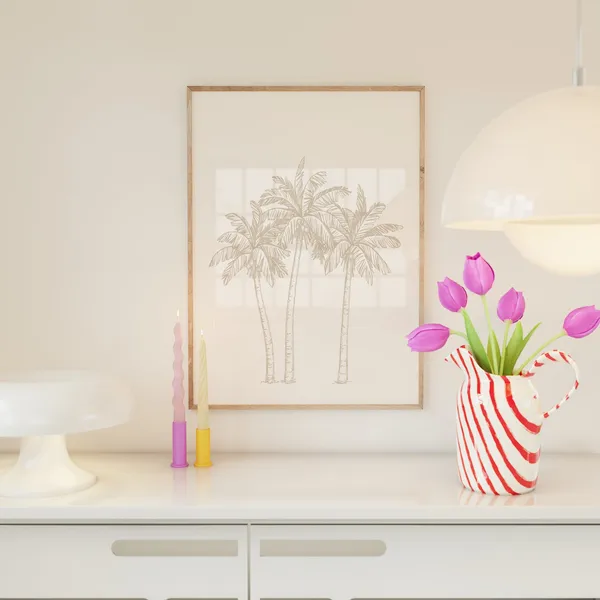 Palm Tree Coastal Wall Art, Beach House Decor Art Print