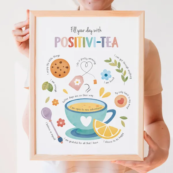 Positivi Tea Positivity Affirmations Poster Print