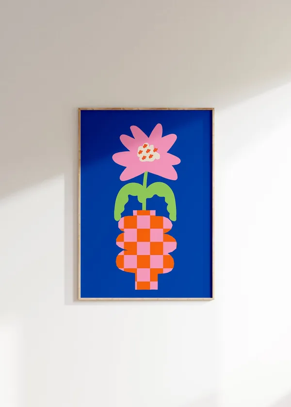 Flower Vase Blue Wall Art Art Print