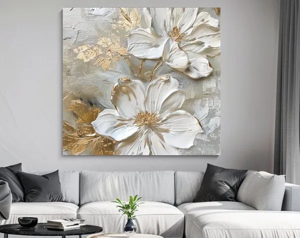White Flowers Bloom Botanical Art Print, Floral Decor