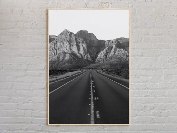 Red Rock Canyon Black and White Travel Poster