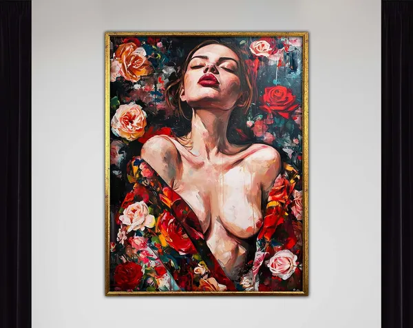 Sensual Bloom Art Print, Passionate Floral Portrait