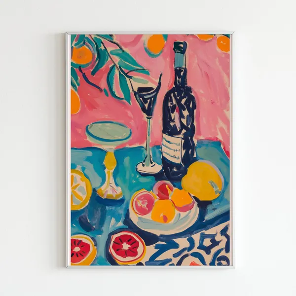 Matisse Fruit and Wine Still Life Poster, Modern Art