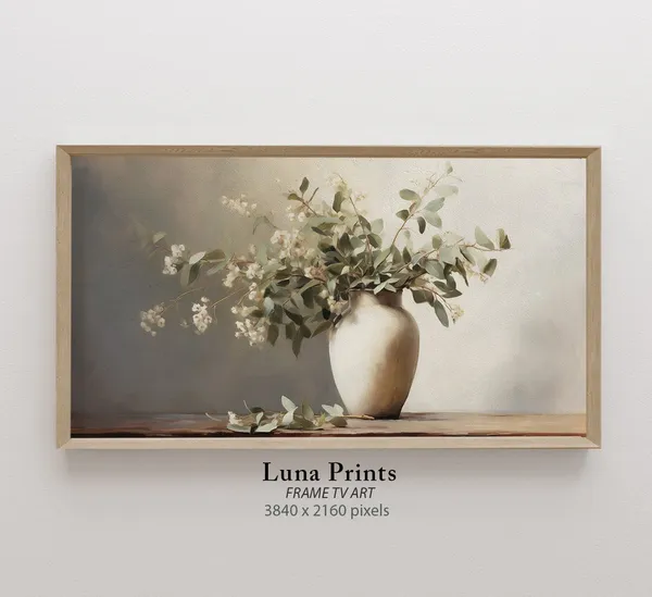 Spring Eucalyptus Art Print, Muted Sage Green Floral