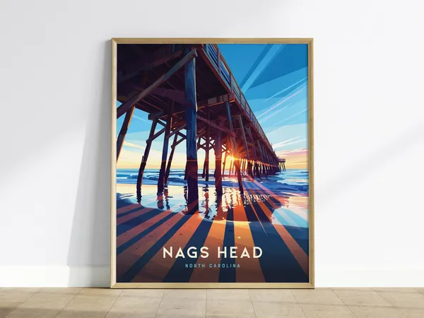 Nags Pier North Carolina Travel Poster