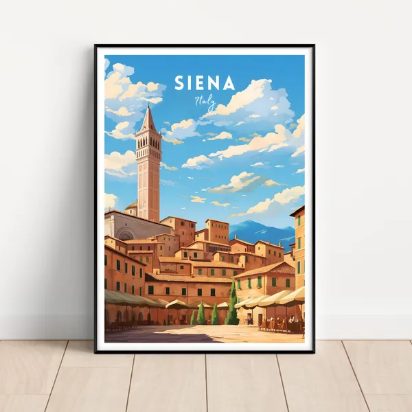 Siena Travel Poster, Tuscany Italy Wall Art