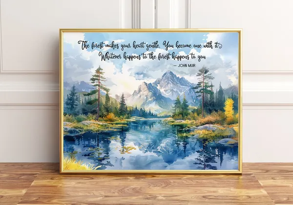 John Muir Forest Quote Art Print, Wilderness Landscape