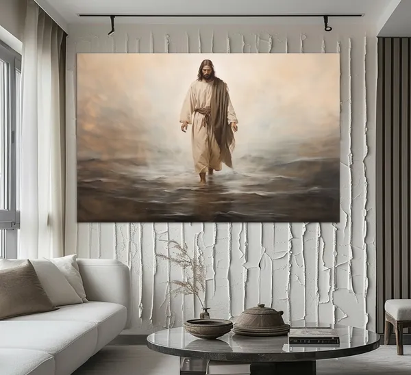 Jesus Christ Walking On Water, Religious Art Print