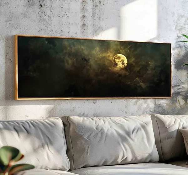 Moody Cloud Full Moon Art Print, Academia Style