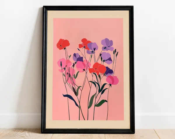 April Sweet Pea Botanical Art Print, Personalized