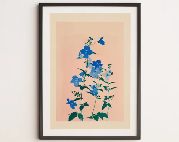 Larkspur Botanical Painting, Personalized Birthday Gift