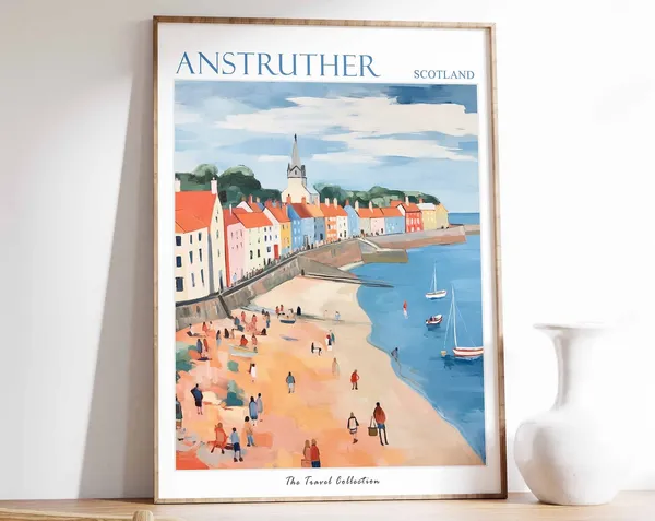 Anstruther Travel Poster, Scottish Coast Art Print