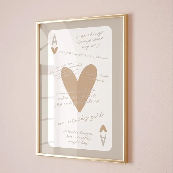 Lucky Girl Syndrome Ace Of Hearts Poster, Retro Bar Cart