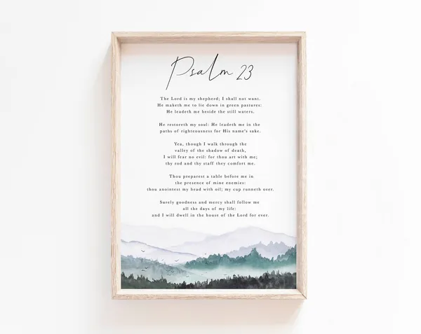 Psalm 23 The Lord Is My Shepherd Christian Scripture Poster
