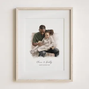 Personalized Dad Portrait Watercolor Father's Day Art