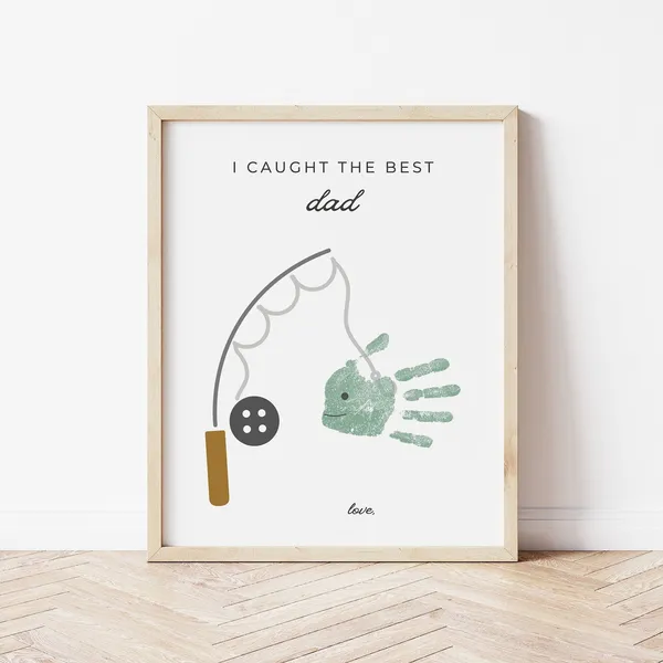 Dad Fish Handprint Art, Fishing Birthday Card