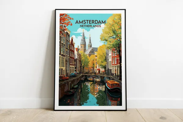 Amsterdam Travel Poster, Netherlands Custom Gift