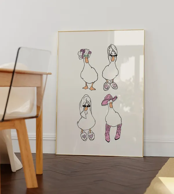 Ducks Cowboy and Curlers It Girl Art Print
