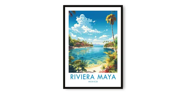 Riviera Maya Mexico Travel Poster, Tropical Decor