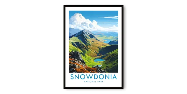 Snowdonia Travel Poster, United Kingdom Wall Art Print