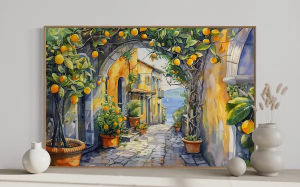 Amalfi Lemon Tree Breeze Italian Street Scene Art Print