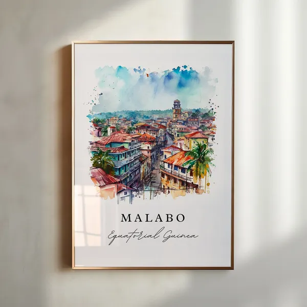 Malabo Equatorial Guinea Custom Text Travel Poster