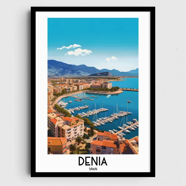 Denia Travel Poster, Spain Europe Home Decor