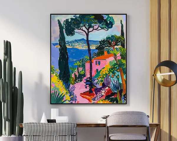 Pink House, Matisse-Inspired Mid-Century Art Print