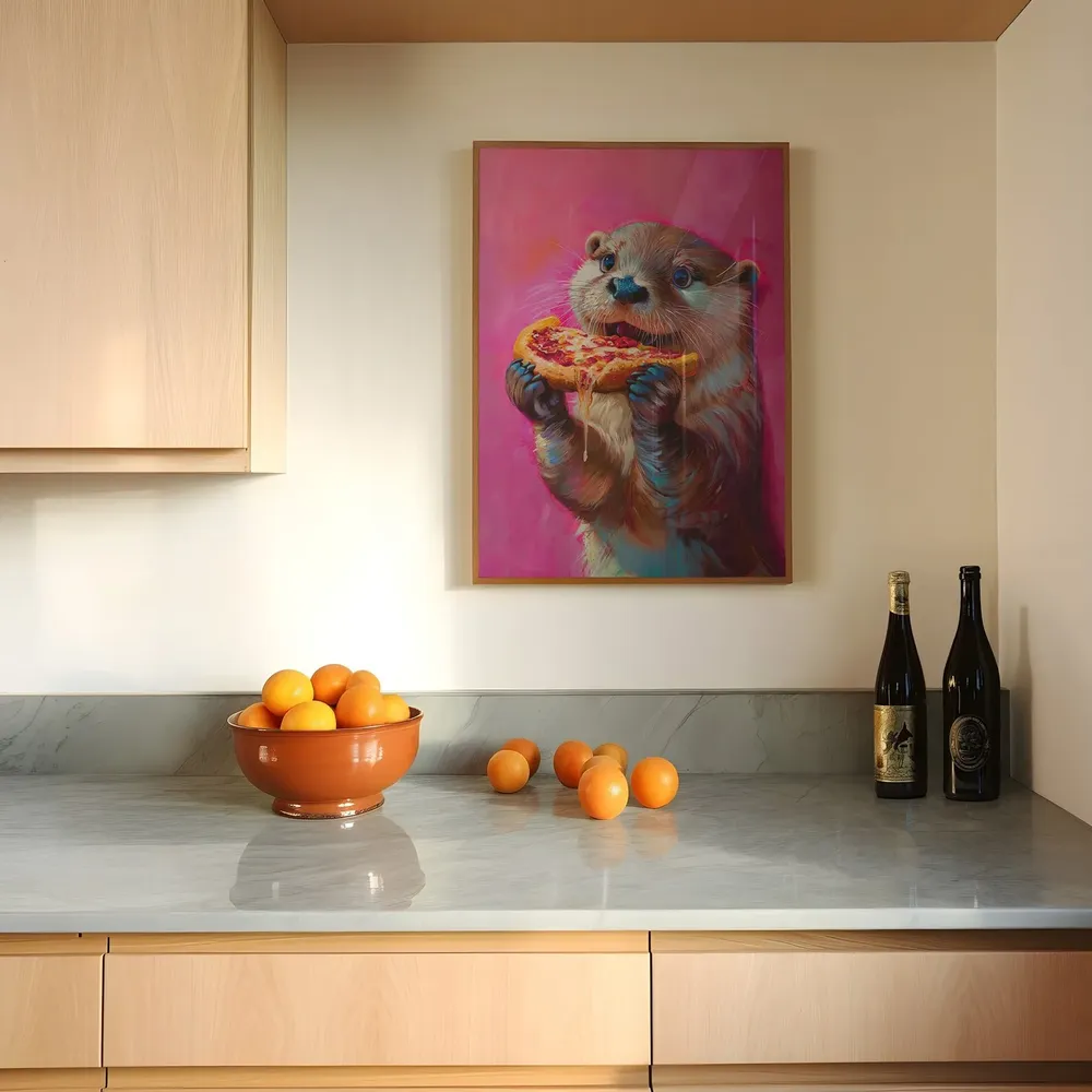 Cute Otter Eating Pizza - Maximalist Oil - Image 5