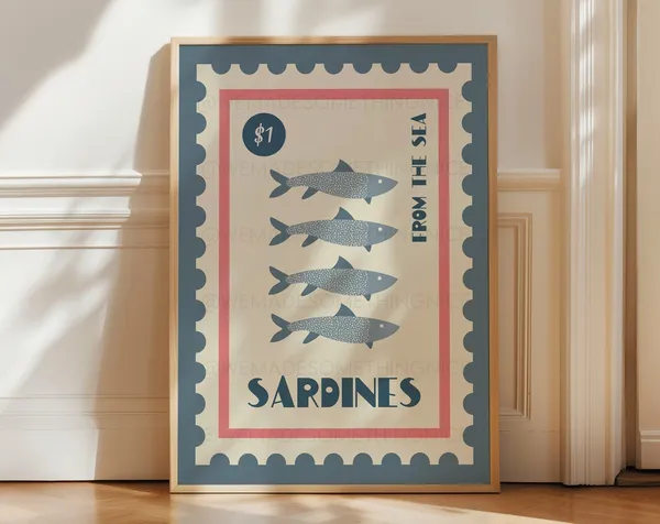 Sardines Coastal Vintage Food Art Print