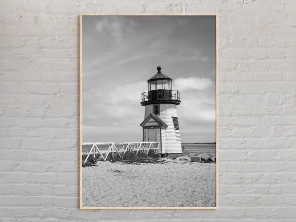 Black And White Nantucket Travel Poster, Massachusetts USA