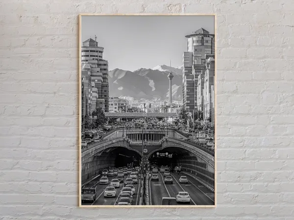 Black and White Tehran Travel Poster, Middle East