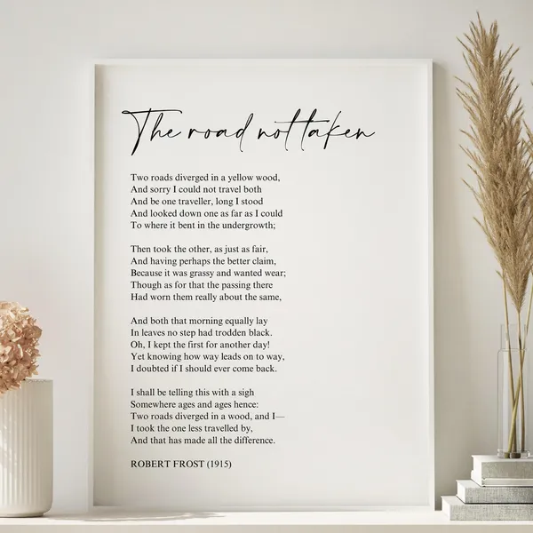The Road Not Taken by Robert Frost, Poem Art Print