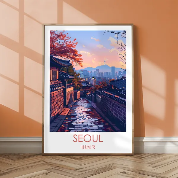 Seoul Travel Poster, South Korea Art Print